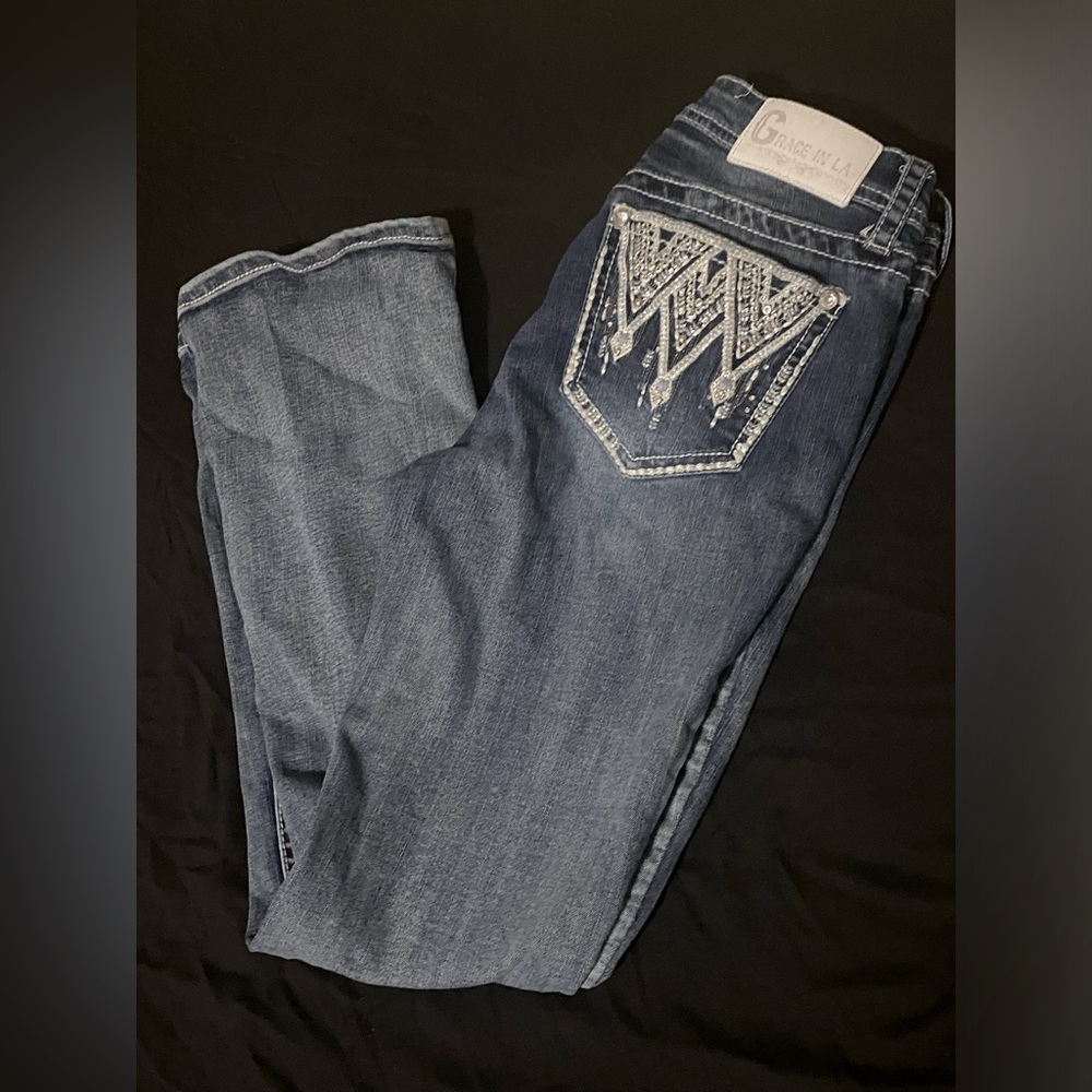 Grace in LA y2k bedazzled jeans